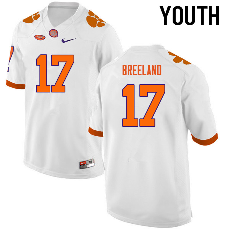 Youth Clemson Tigers #17 Bashaud Breeland College Football Jerseys-White - Click Image to Close